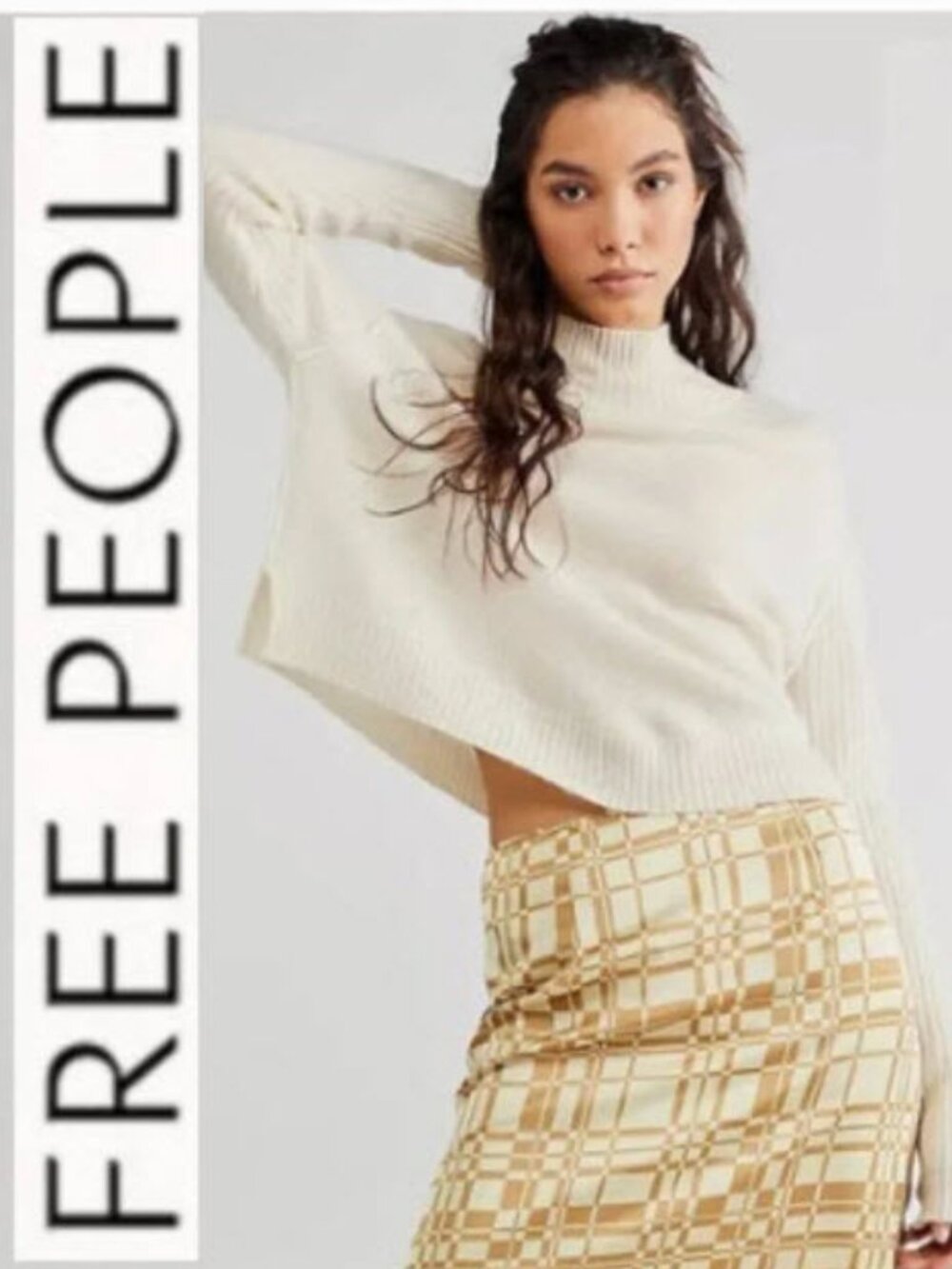 Free People Light Grey Cashmere Sweater Size Small - Soft, Cozy, Cropped,